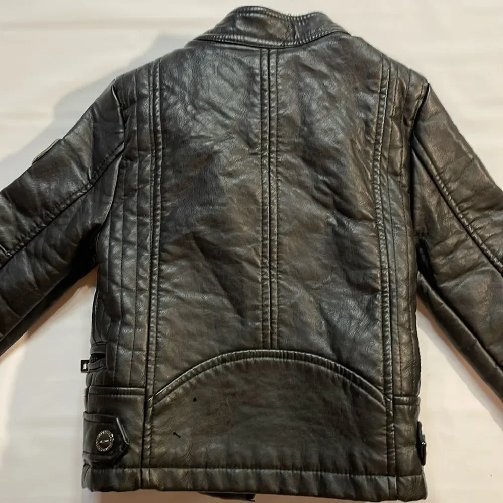 Urban Republic Girls Black Faux Leather Moto style Jacket Size 4